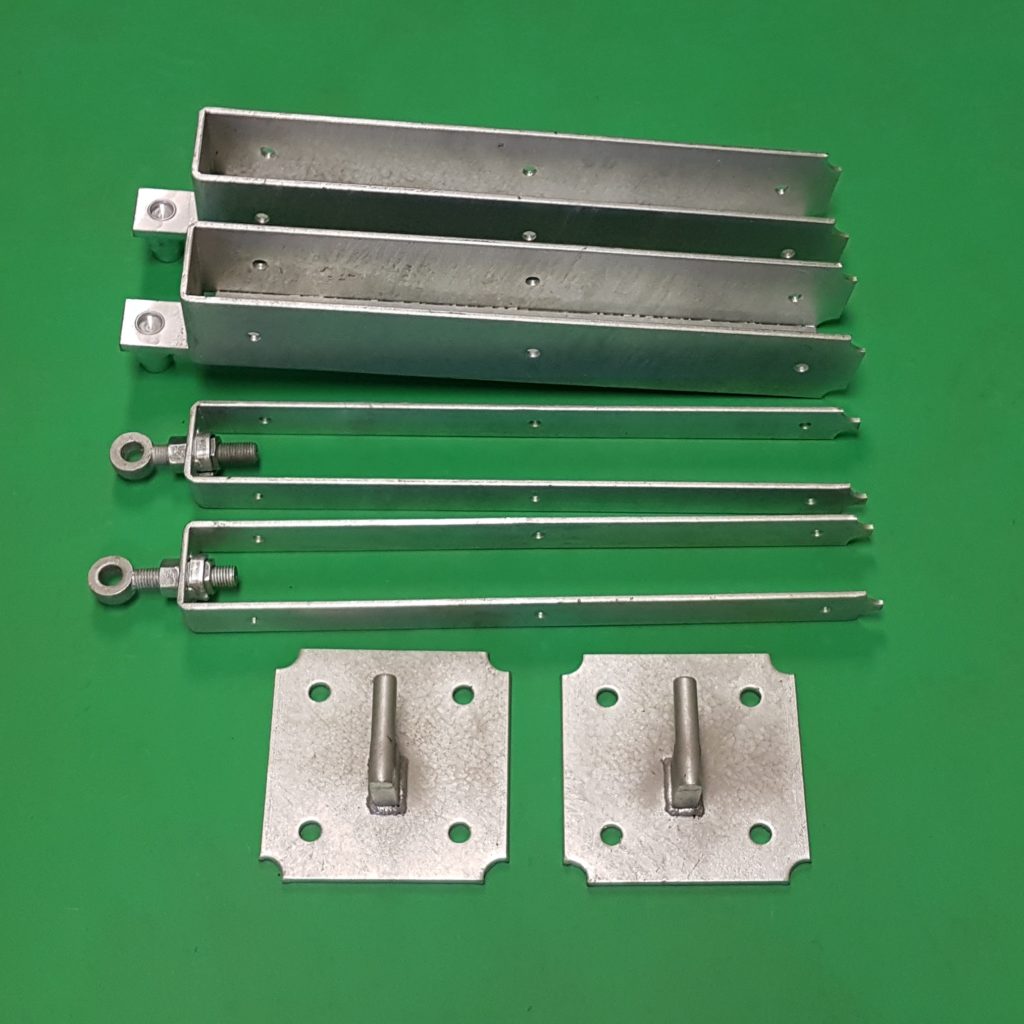 In Line Hinge Frog Shoe Wall Plates Pair Kit Galvanised Gates And