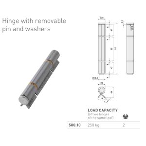 Beninca 580.10 Bi-fold hinge with removable pin and washer 250KG (2)